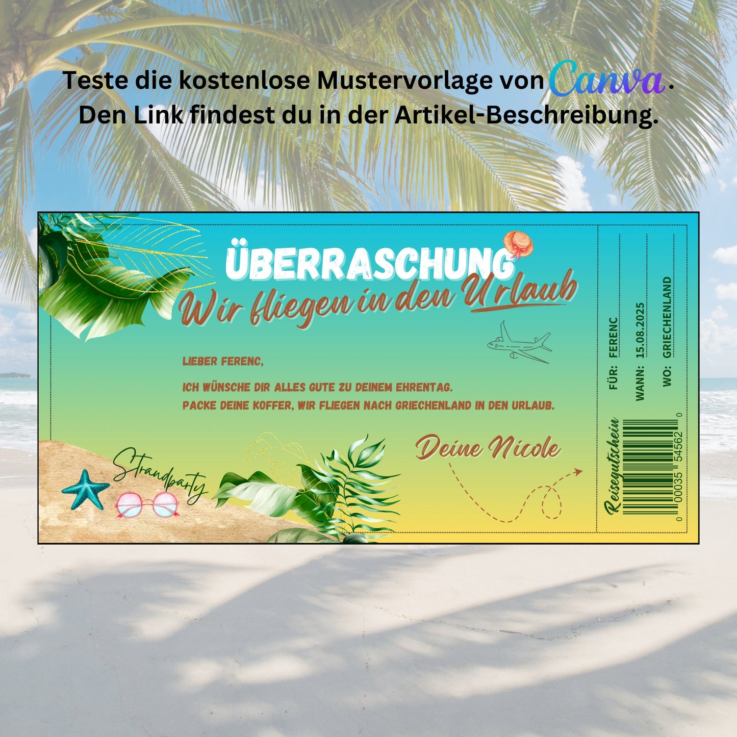 Gutschein - Reise Urlaubsreise Reisegutschein Geburtstag