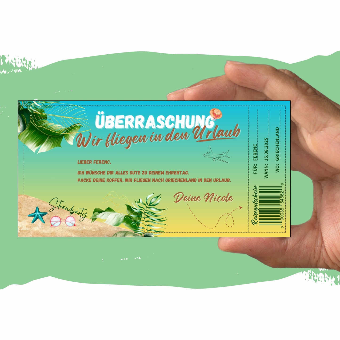 Gutschein - Reise Urlaubsreise Reisegutschein Geburtstag