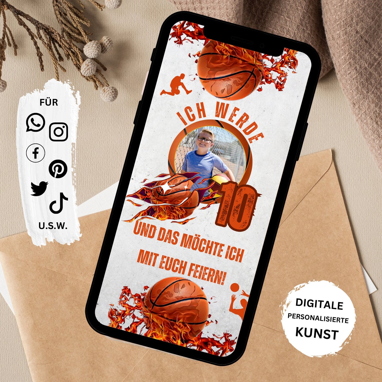 eCARD - Animierte Basketball Geburtstagseinladung mit Bild