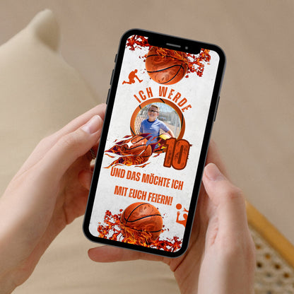 eCARD - Animierte Basketball Geburtstagseinladung mit Bild