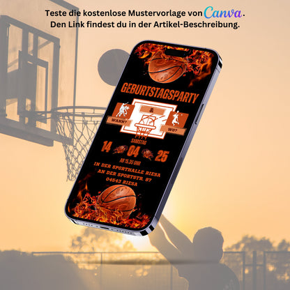 eCARD - Animierte Basketball Geburtstagseinladung mit Foto