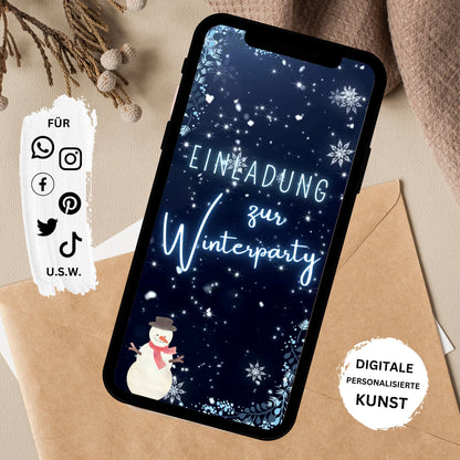 eCARD - Winter Geburtstagsparty Einladungskarte