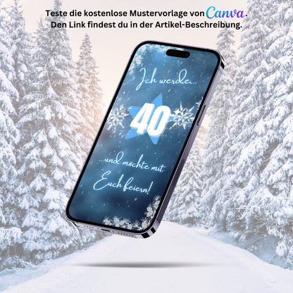 eCARD - Winter Geburtstagsparty Einladungskarte