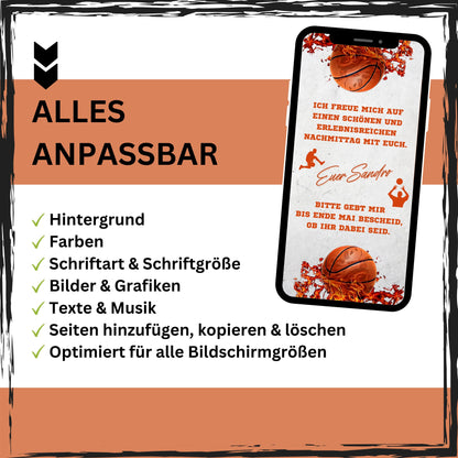 eCARD - Animierte Basketball Geburtstagseinladung mit Bild