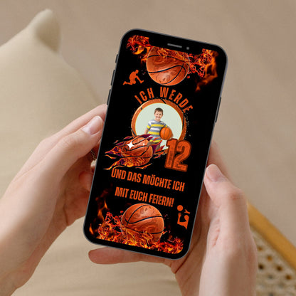 eCARD - Animierte Basketball Geburtstagseinladung mit Foto