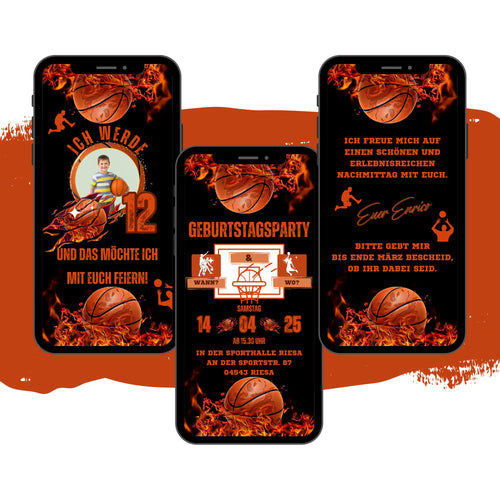 eCARD - Animierte Basketball Geburtstagseinladung mit Foto