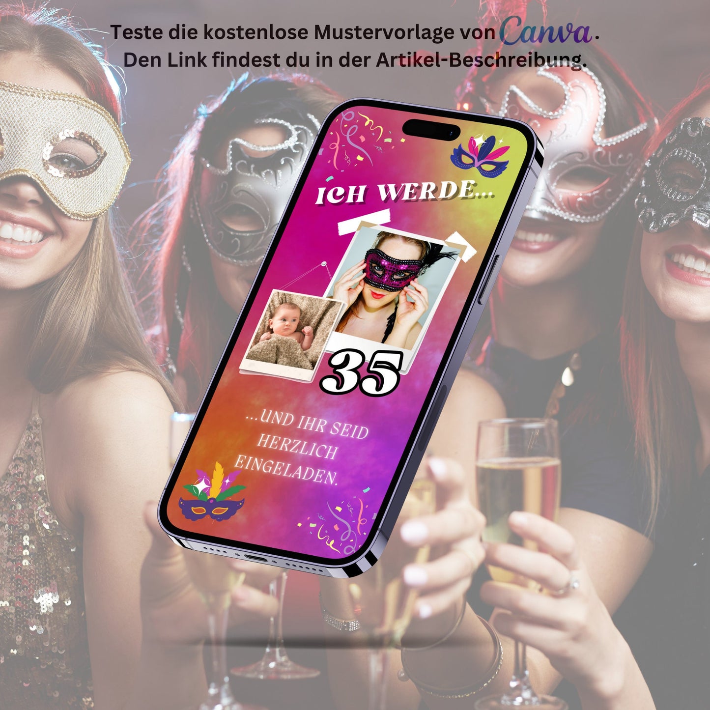 eCARD - Maskenparty Karneval Einladungskarte