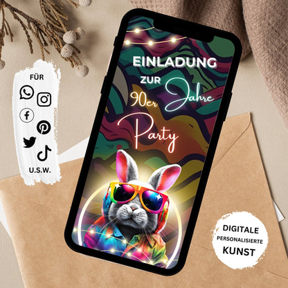 eCARD - Retro Mottoparty Einladung 90er 80er Jahre