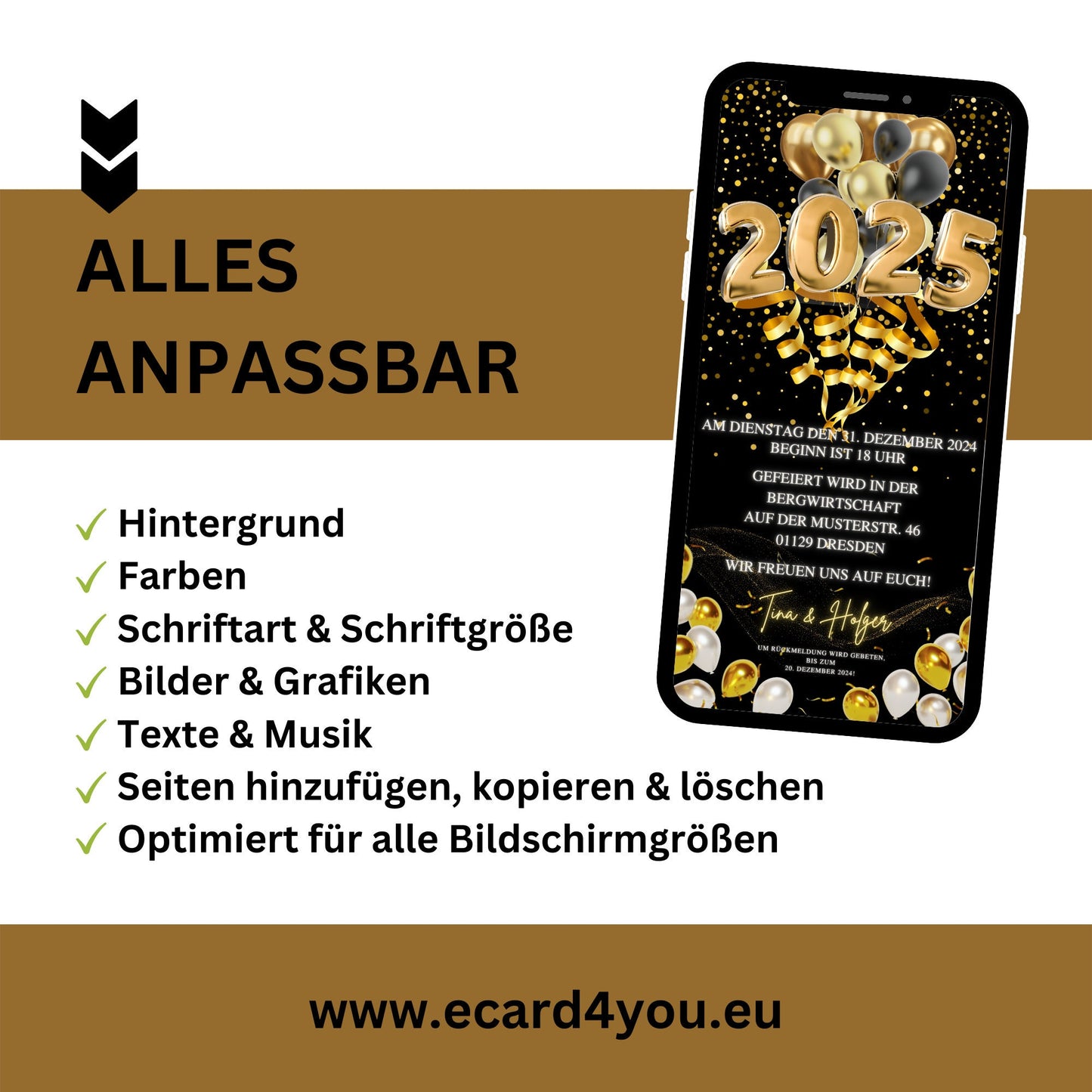 eCARD - Animierte Silvester Party Einladungskarte