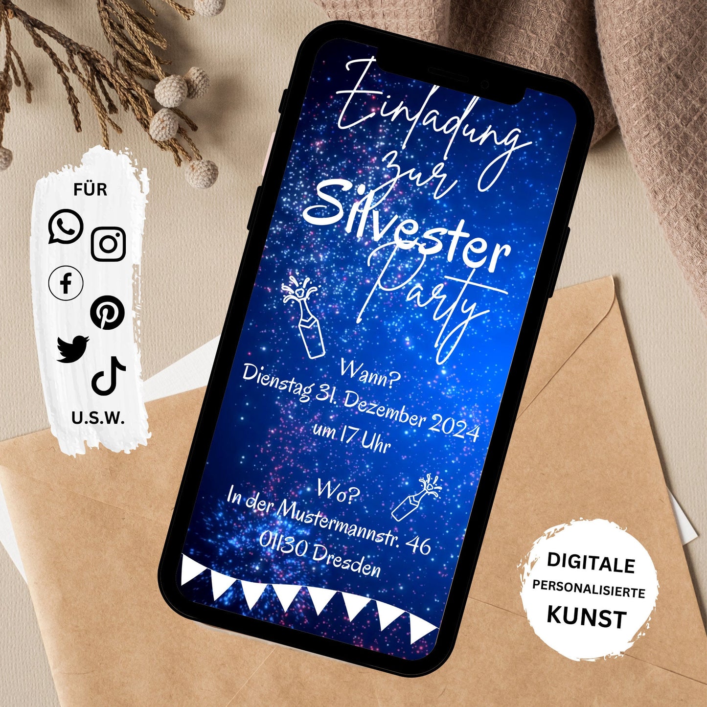 eCARD - Animierte Silvester Party Einladungskarte