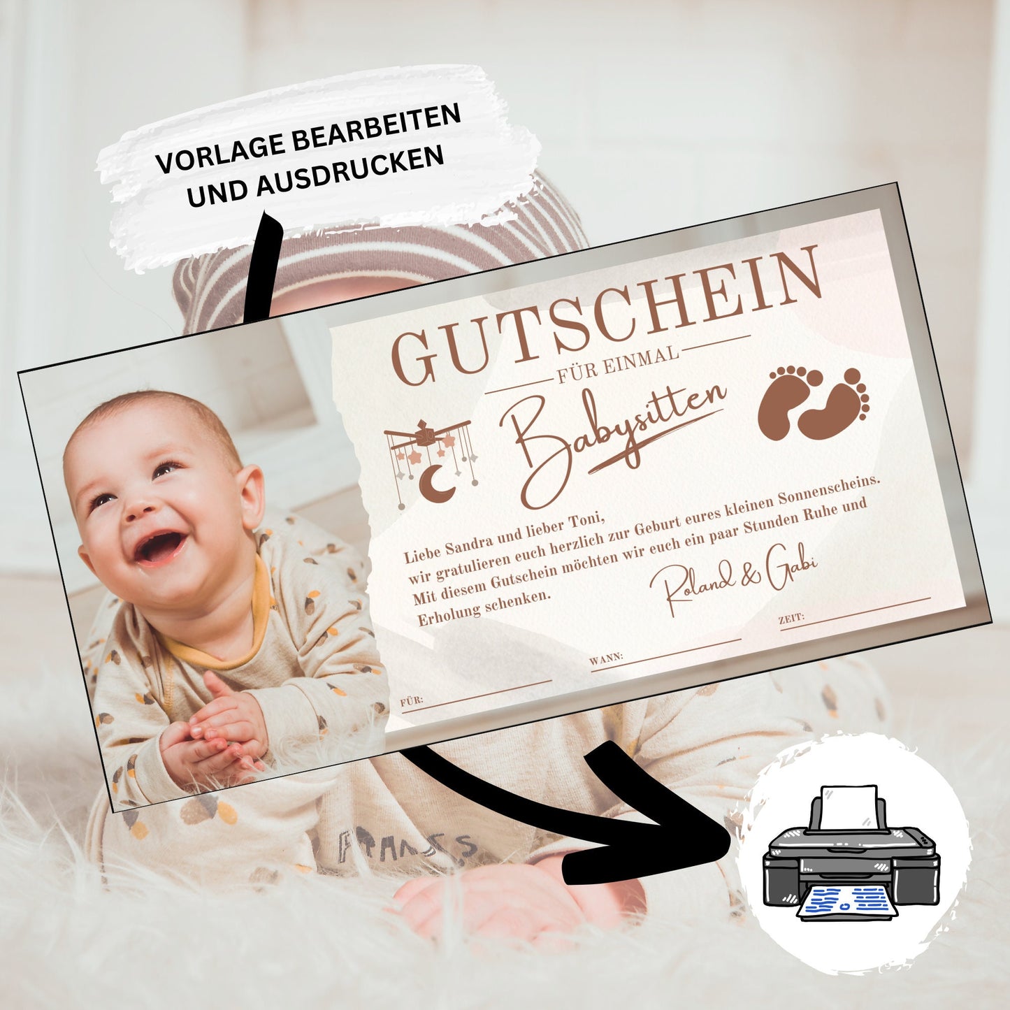 Gutschein - Babysitten Geschenkgutschein für Eltern