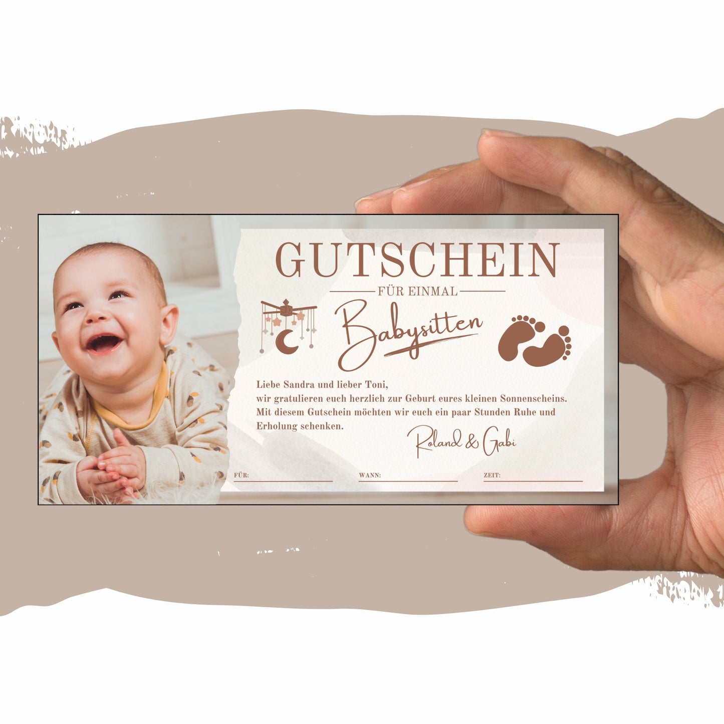 Gutschein - Babysitten Geschenkgutschein für Eltern