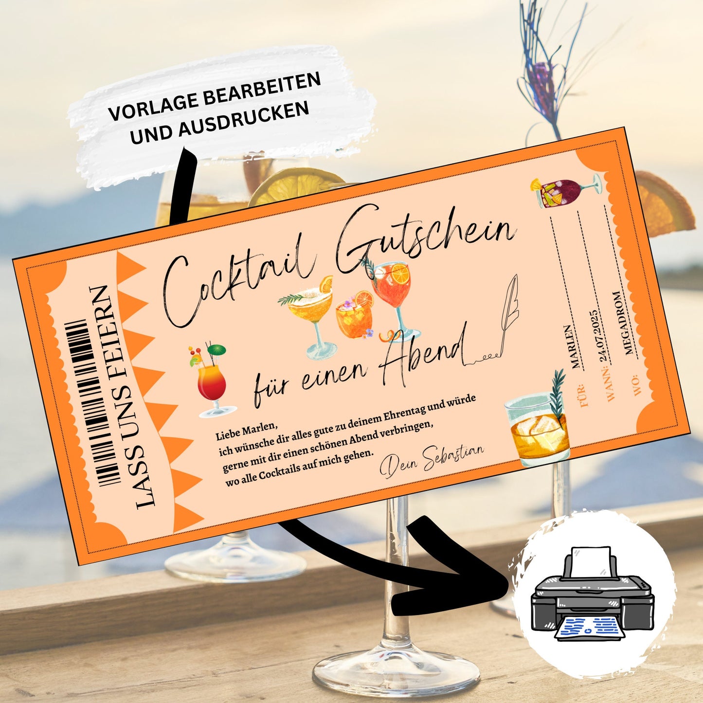 Gutschein - Aperol Cocktail Geschenkgutschein