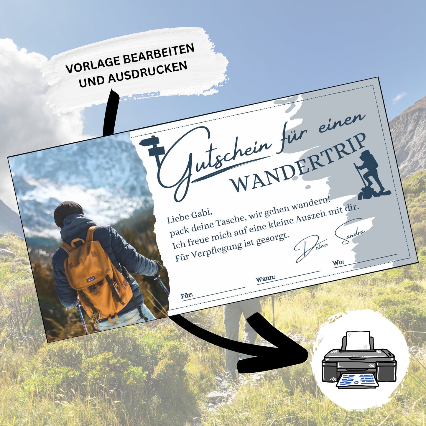 Gutschein - Wandern Wandertrip Ausflug Geschenkgutschein