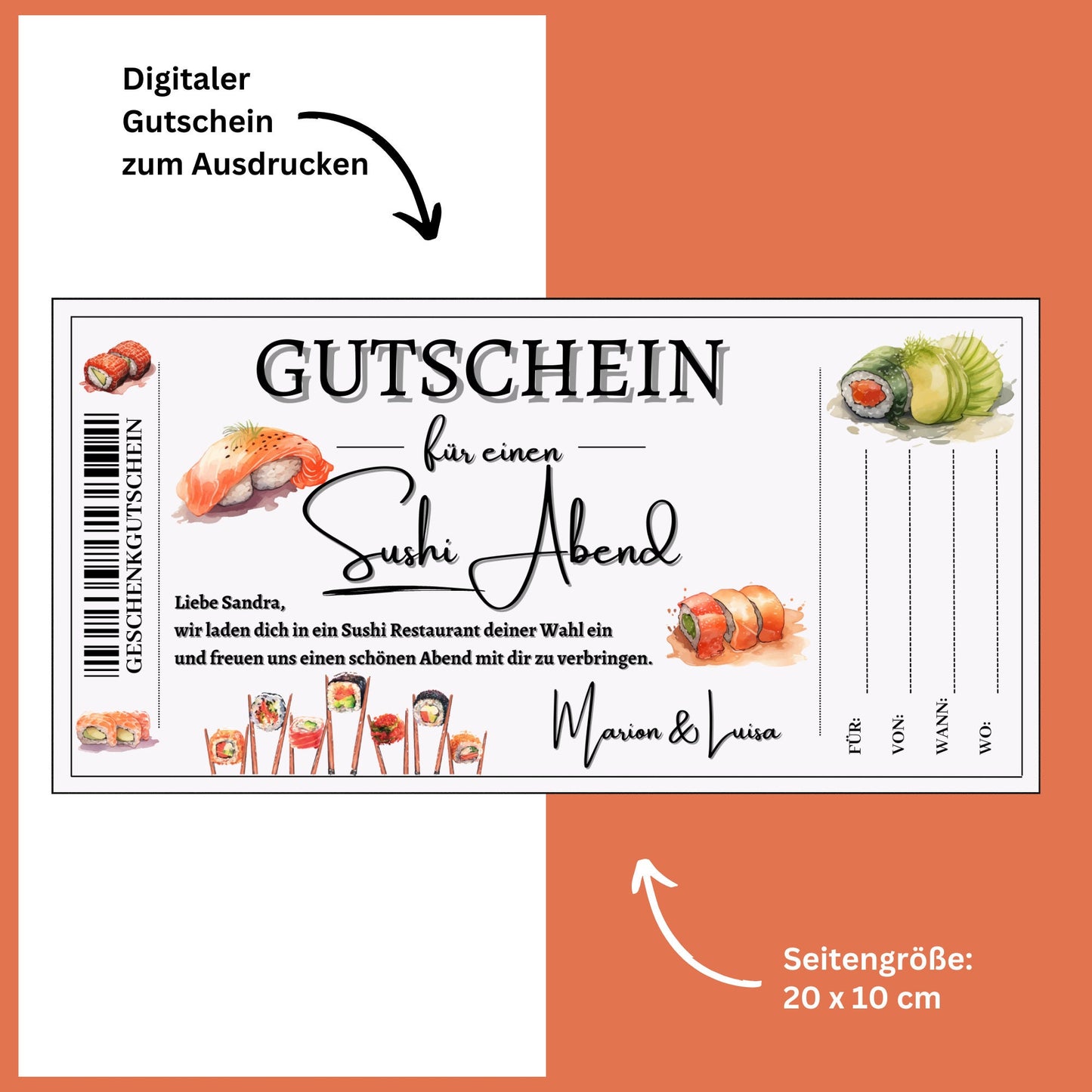 Gutschein - Sushi Essen Geschenkgutschein