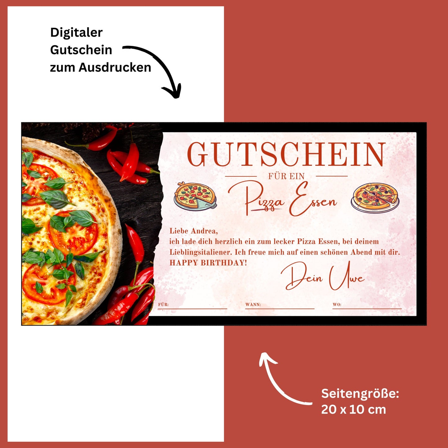 Gutschein - Pizza Essen Geschenkgutschein