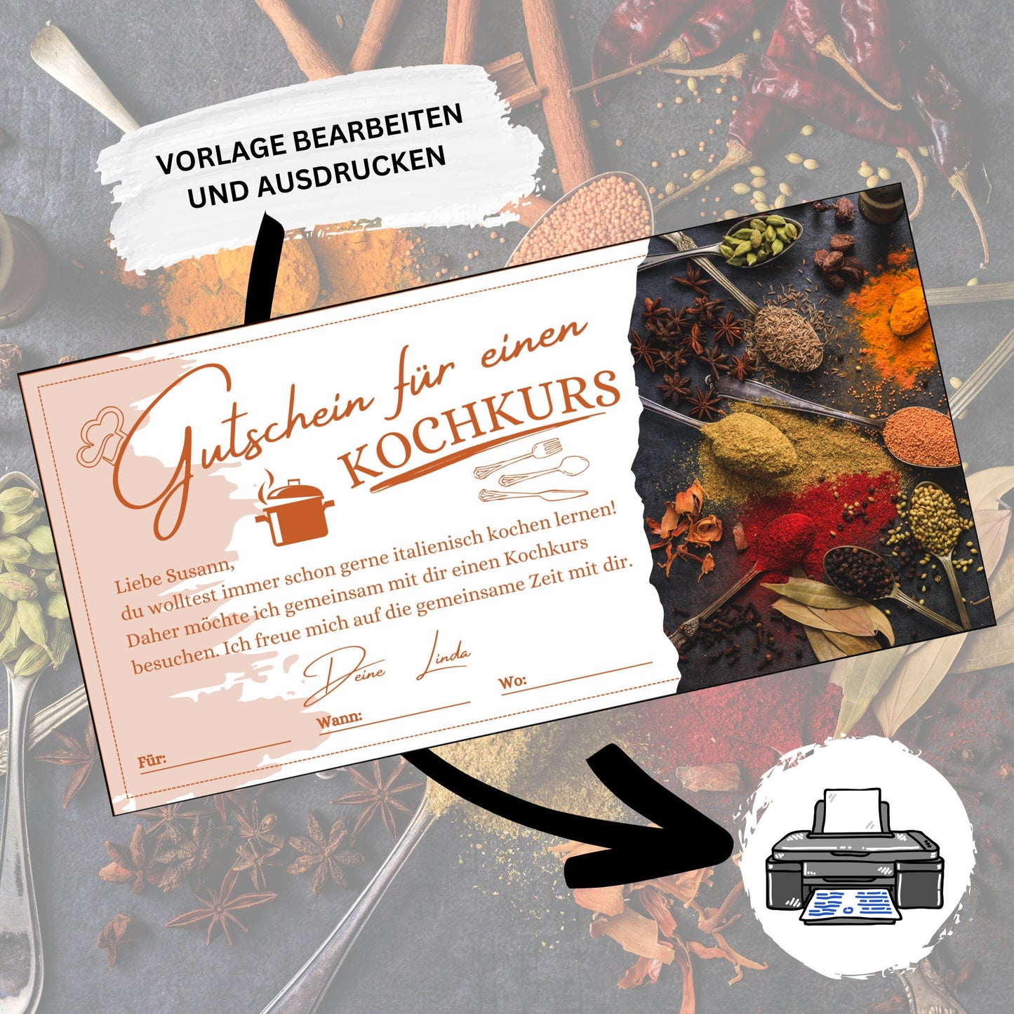 Gutschein - Kochkurs Kochen Geschenkgutschein