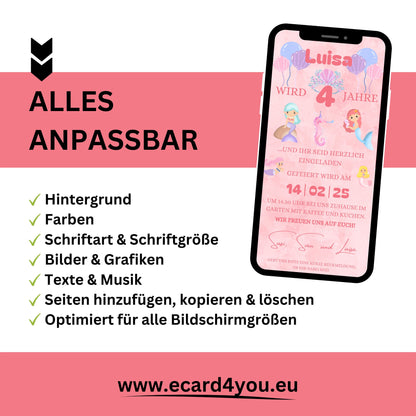 eCARD - Animierte Kindergeburtstags Party Einladungskarte