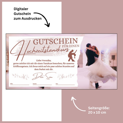 Gutschein - Hochzeitstanzkurs Tanzen Tanzkurs Geschenkgutschein