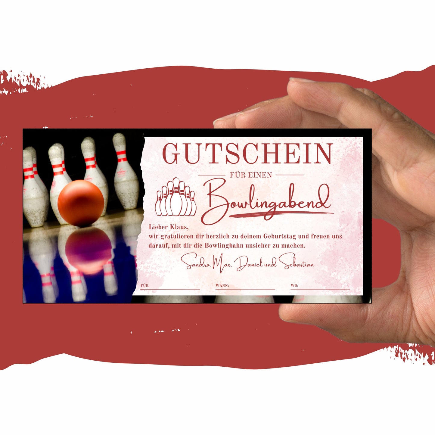 Gutschein - Bowling Kegeln Geschenkgutschein