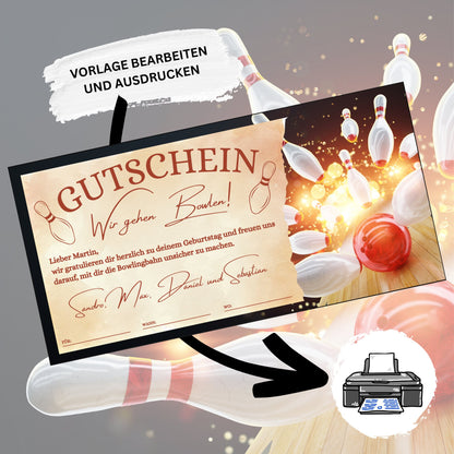 Gutschein - Bowling Kegeln Geschenkgutschein - eCARD4you