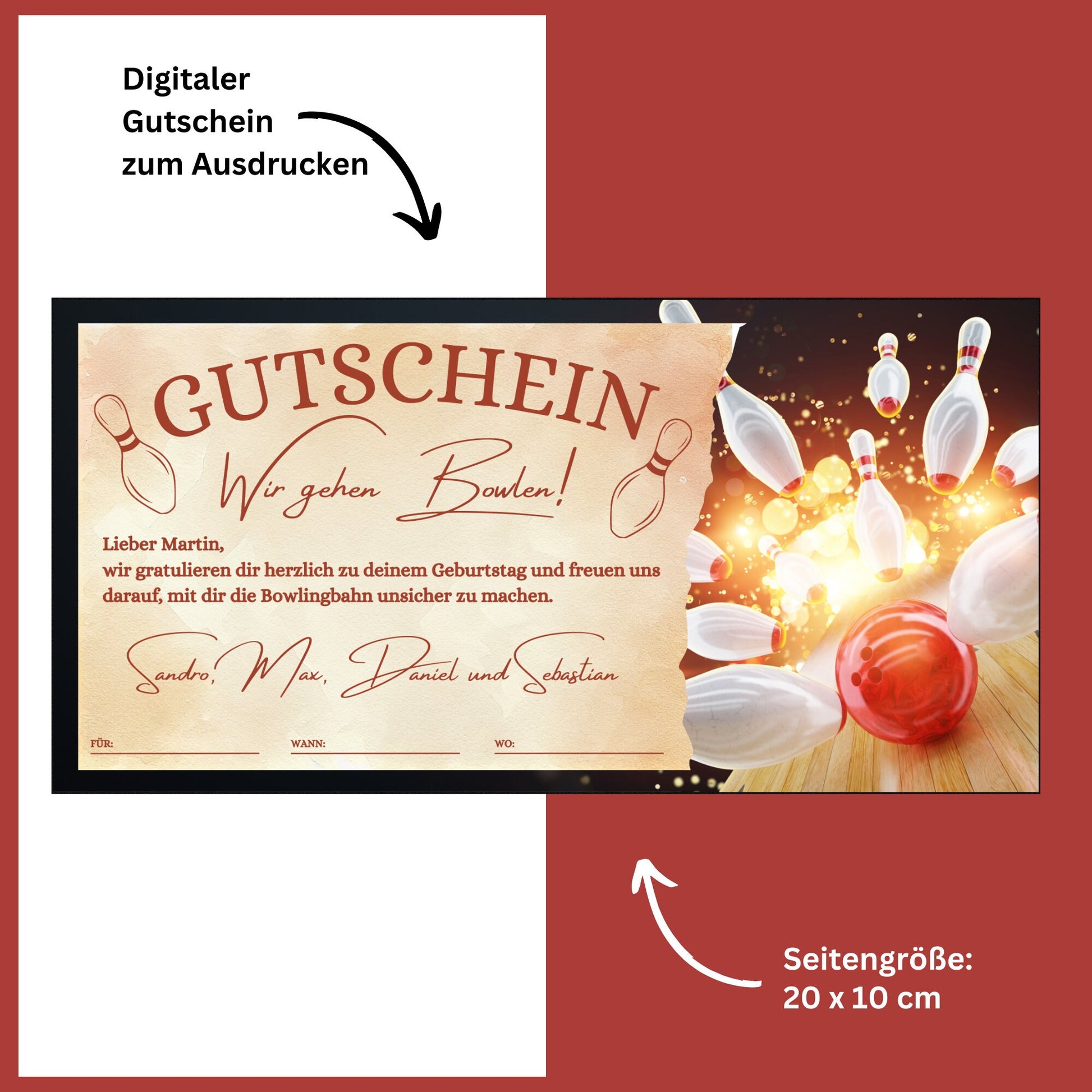 Gutschein - Bowling Kegeln Geschenkgutschein - eCARD4you