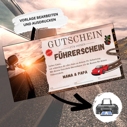 Gutschein - Führerschein Fahrstunden PKW Geschenkgutschein - eCARD4you