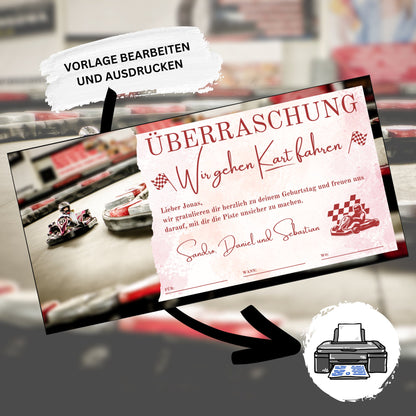 Gutschein - Go Kart Rennbahn Kartbahn Geschenkidee