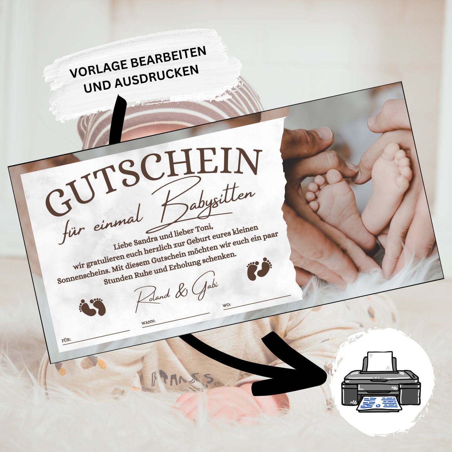 Gutschein - Babysitten Geschenkgutschein für Eltern