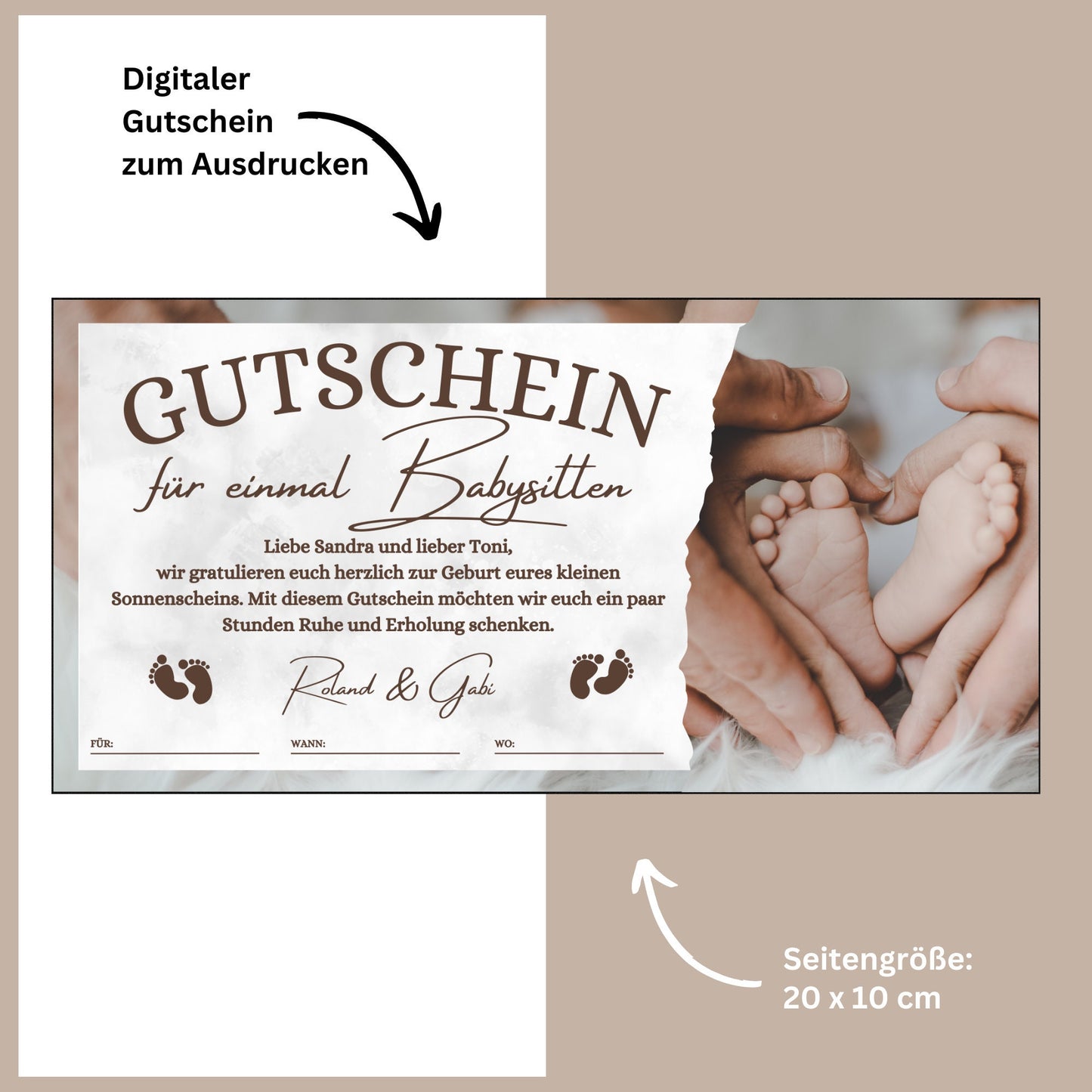 Gutschein - Babysitten Geschenkgutschein für Eltern