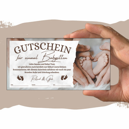 Gutschein - Babysitten Geschenkgutschein für Eltern