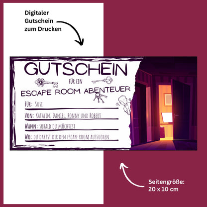 Gutschein - Escape Room Geschenkgutschein - eCARD4you