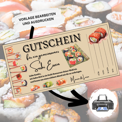 Gutschein - Sushi Essen Geschenkgutschein