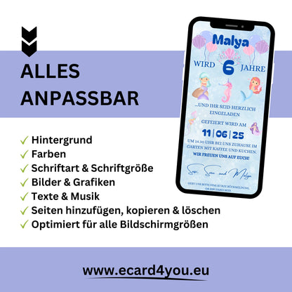 eCARD - Animierte Kindergeburtstags Party Einladungskarte