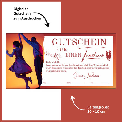 Gutschein - Tanzkurs Tanzen lernen Geschenkgutschein