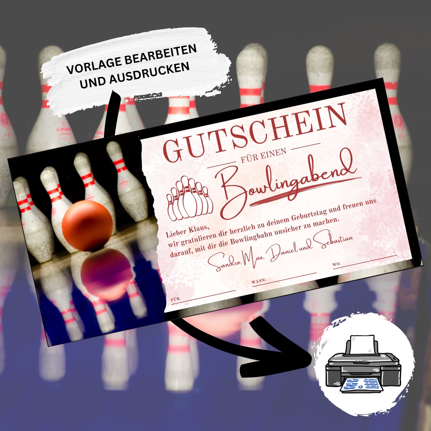 Gutschein - Bowling Kegeln Geschenkgutschein