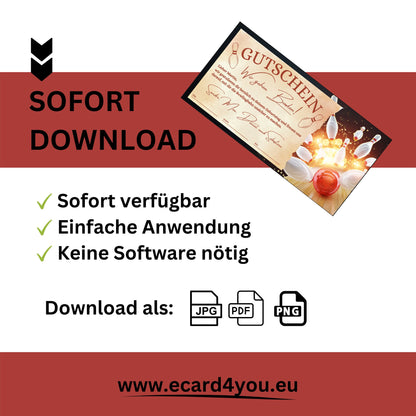 Gutschein - Bowling Kegeln Geschenkgutschein - eCARD4you