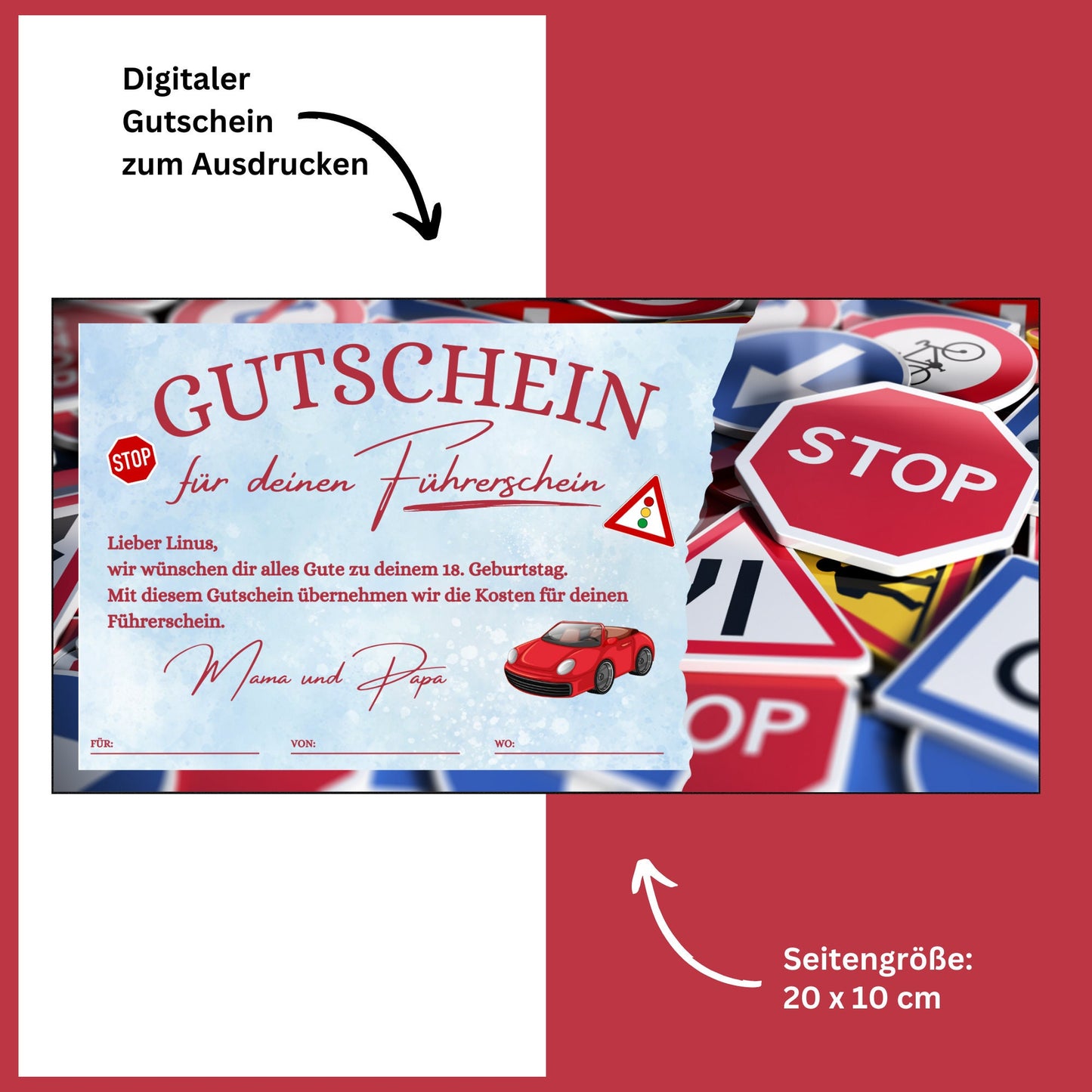 Gutschein - Führerschein Fahrstunden PKW Geschenkgutschein