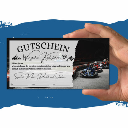 Gutschein - Go Kart Rennbahn Kartbahn Geschenkidee