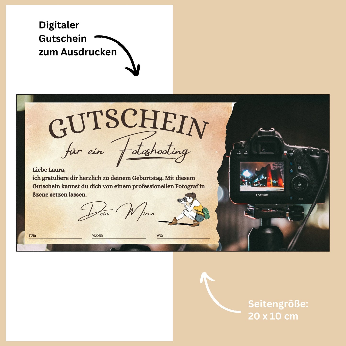 Gutschein - Fotoshooting Geschenkgutschein Geburtstag