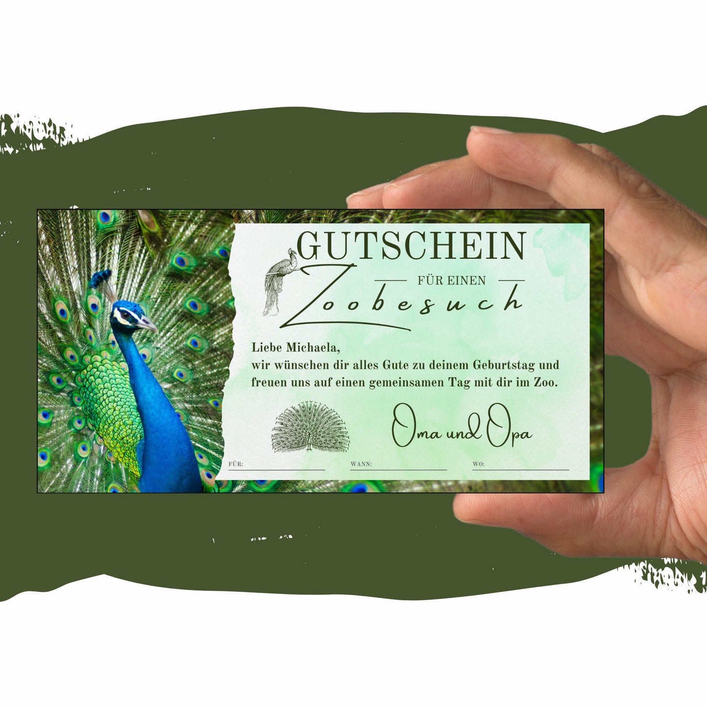 Gutschein - Zoobesuch Erlebnispark Geschenkgutschein Pfau