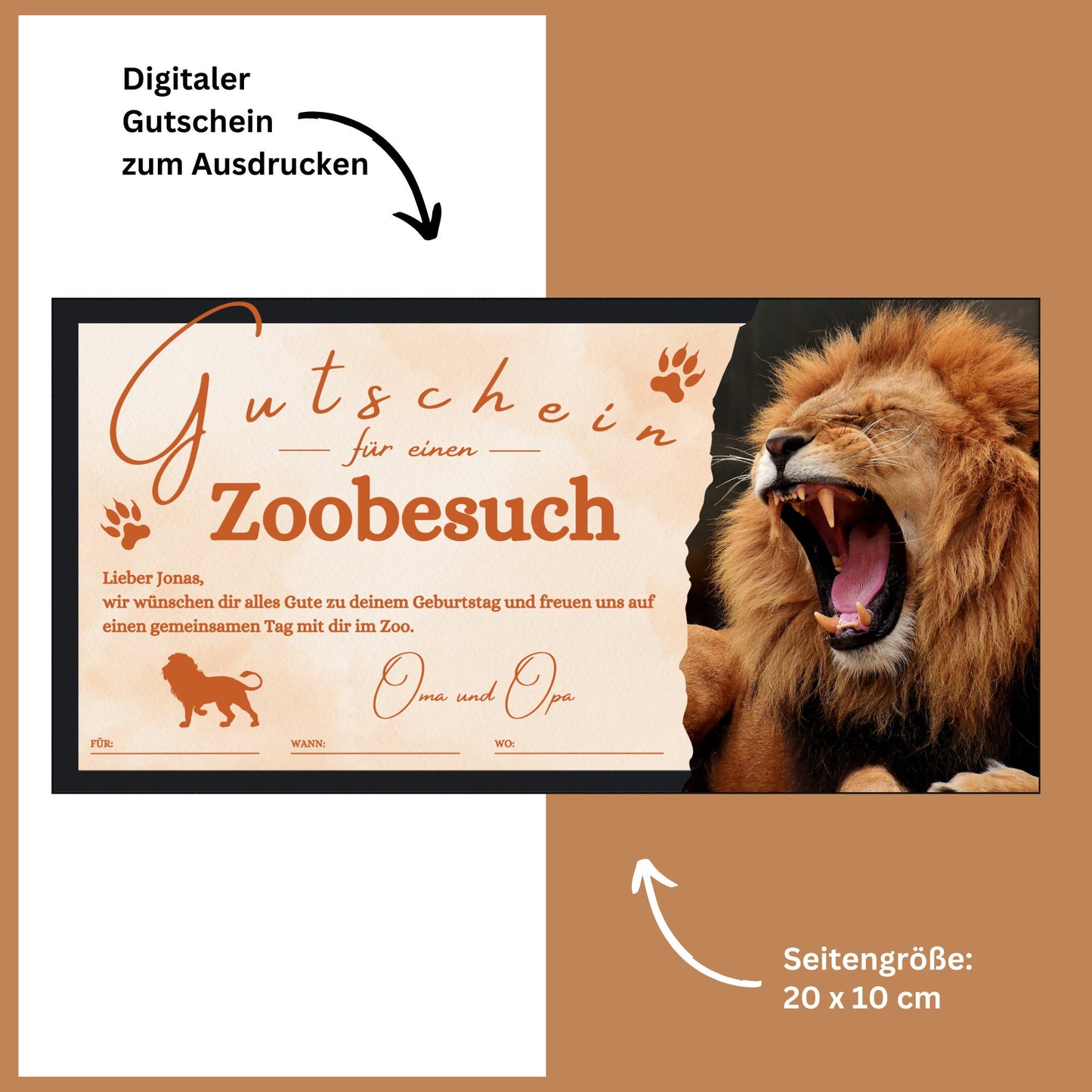 Gutschein - Zoobesuch Erlebnispark Geschenkgutschein Löwe Raubtier