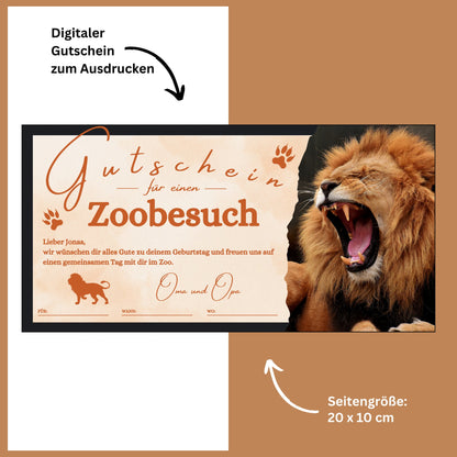 Gutschein - Zoobesuch Erlebnispark Geschenkgutschein Löwe Raubtier