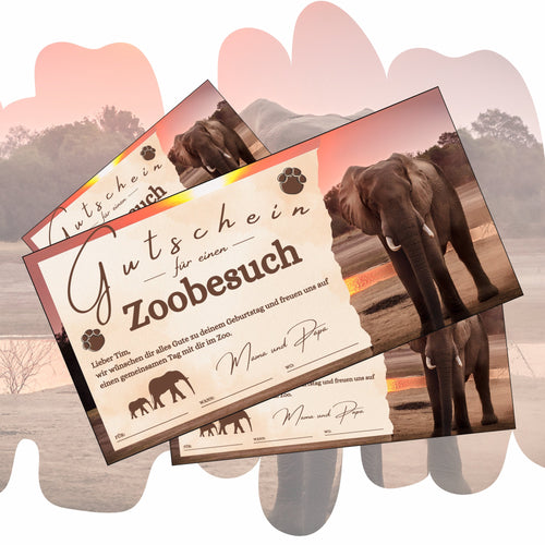 Gutschein - Zoobesuch Erlebnispark Geschenkgutschein Elefant