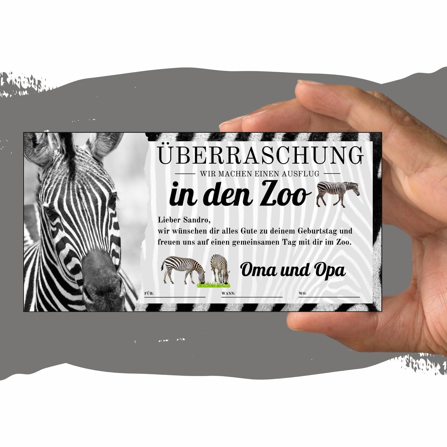 Gutschein - Zoobesuch Erlebnispark Geschenkgutschein Zebra Wildtier