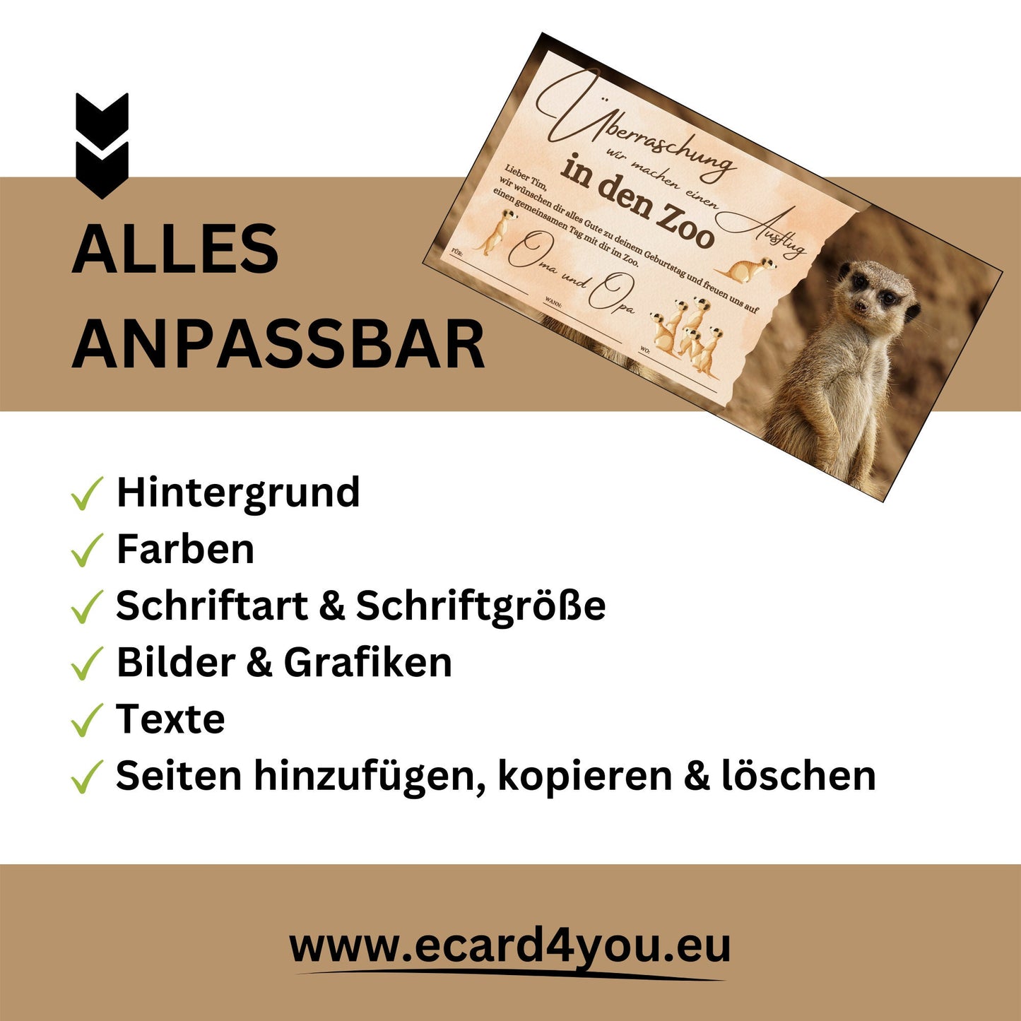 Gutschein - Zoobesuch Erlebnispark Geschenkgutschein Erdmännchen