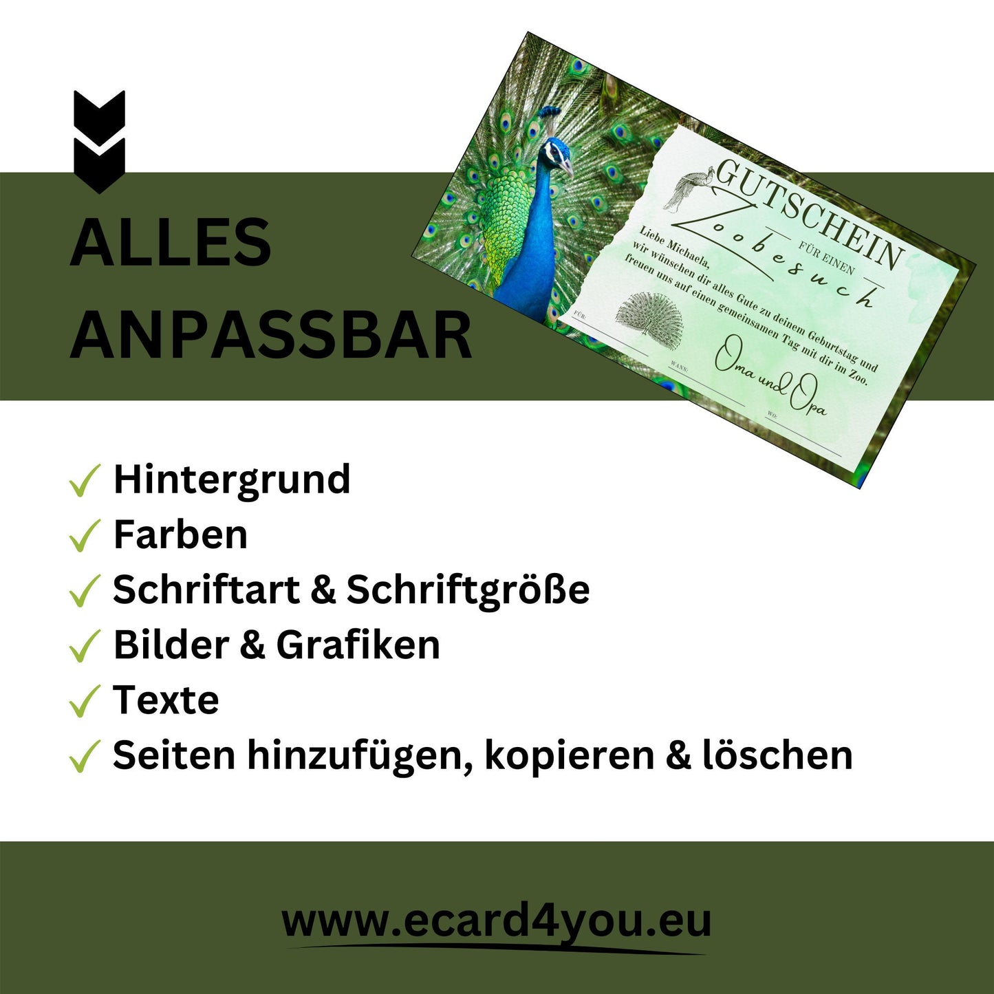 Gutschein - Zoobesuch Erlebnispark Geschenkgutschein Pfau