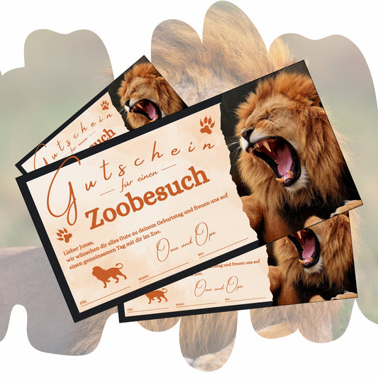 Gutschein - Zoobesuch Erlebnispark Geschenkgutschein Löwe Raubtier