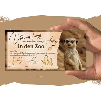 Gutschein - Zoobesuch Erlebnispark Geschenkgutschein Erdmännchen