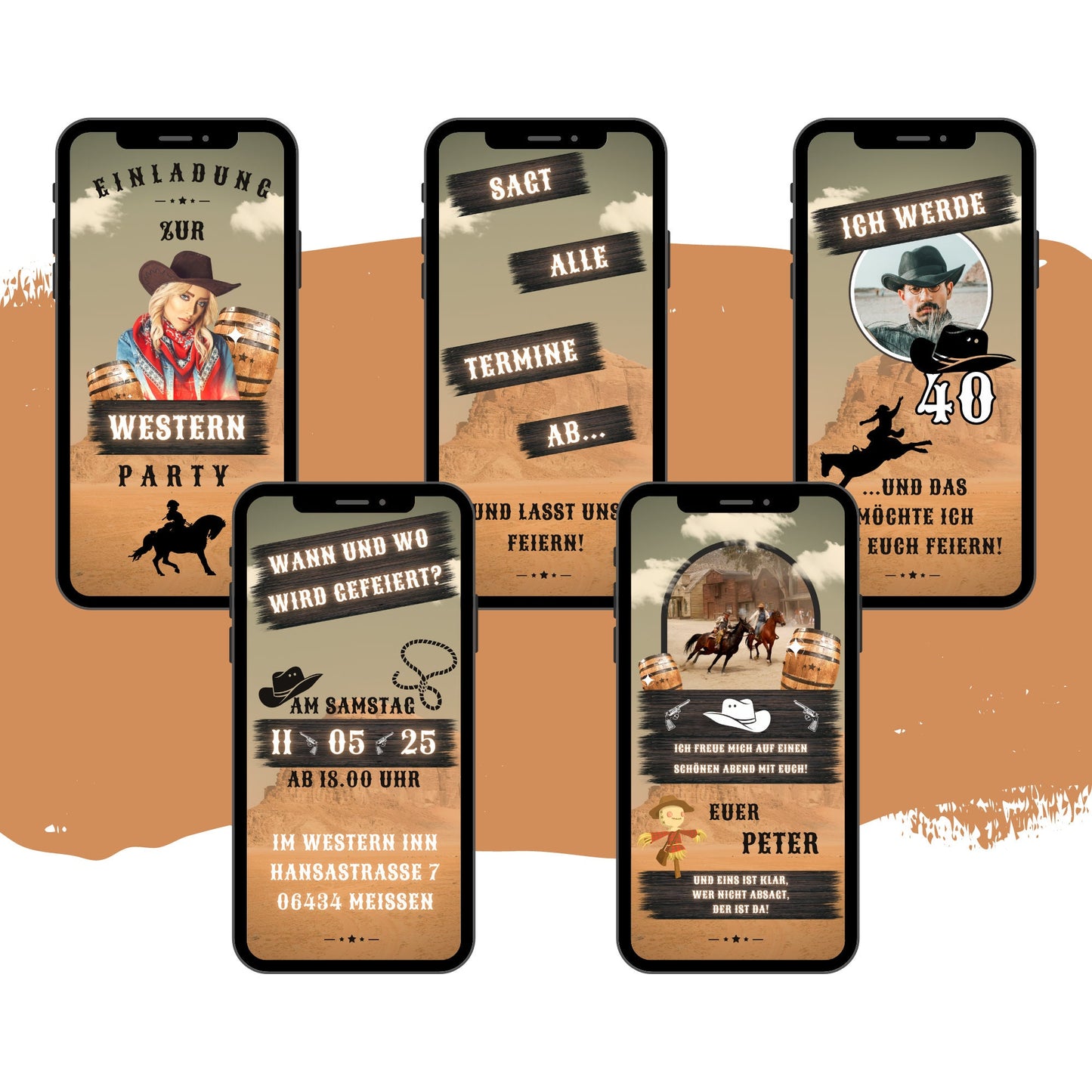 eCARD - Cowboy Western Party Einladungskarte